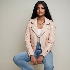 Lamarque NWT - Donna Leather Jacket Sz - L in Ballet Pink